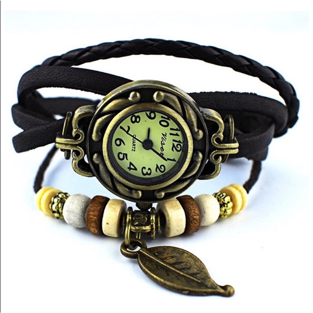 Orange Leather Wrap Bracelet Watch - Picture 6 of 8